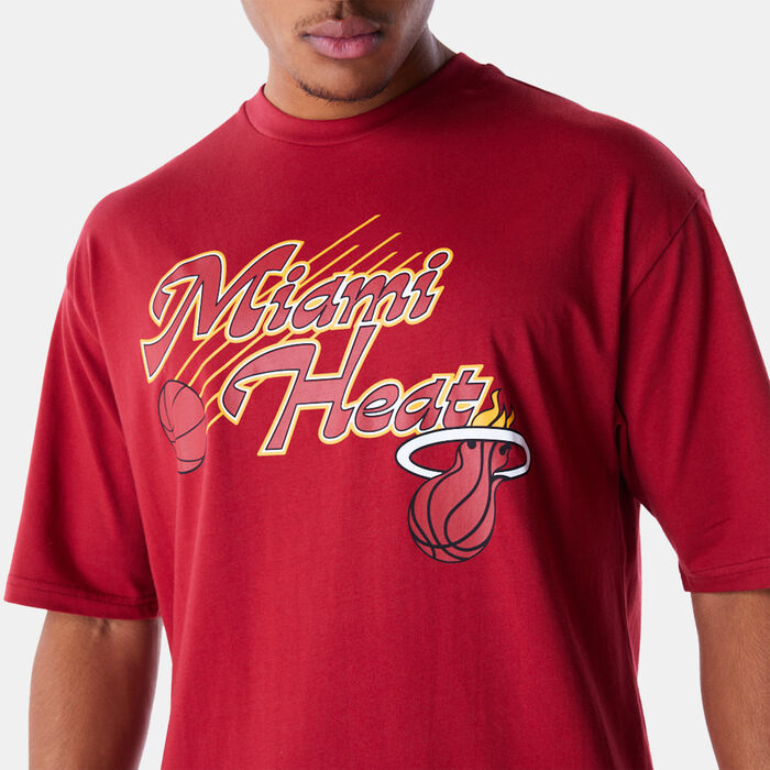 New Era Men's NBA Miami Heat Script T-Shirt Red image number 2
