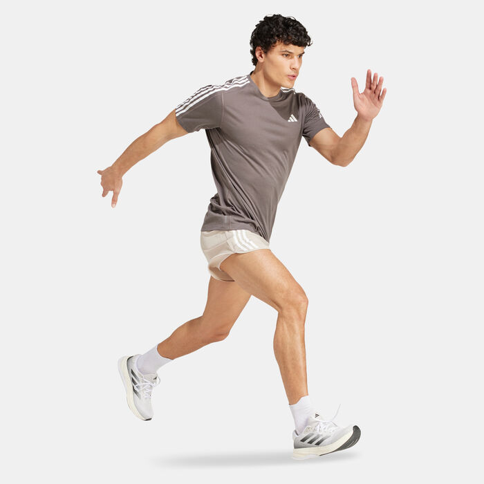 adidas Men's Own the Run 3-Stripes Running T-Shirt Brown adidas Men's Own the Run 3-Stripes Running T-Shirt Brown image number 2