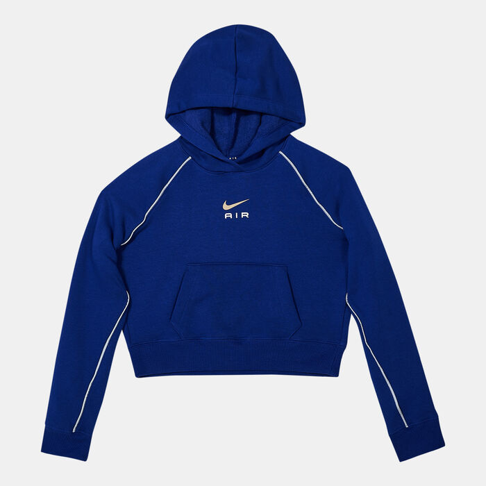 Nike Kids' Air French Terry Crop Hoodie (Older Kids) Blue image number 0