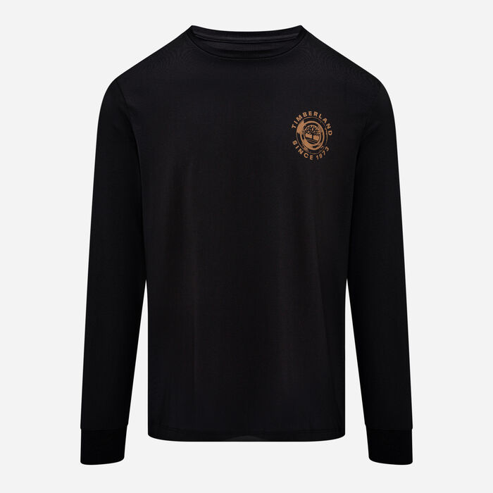 Timberland Men's Rugged Logo Long Sleeve Graphic T-Shirt Black image number 0