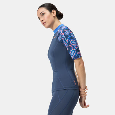 Speedo Women's Printed Swimming Rashguard Blue Speedo Women's Printed Swimming Rashguard Blue