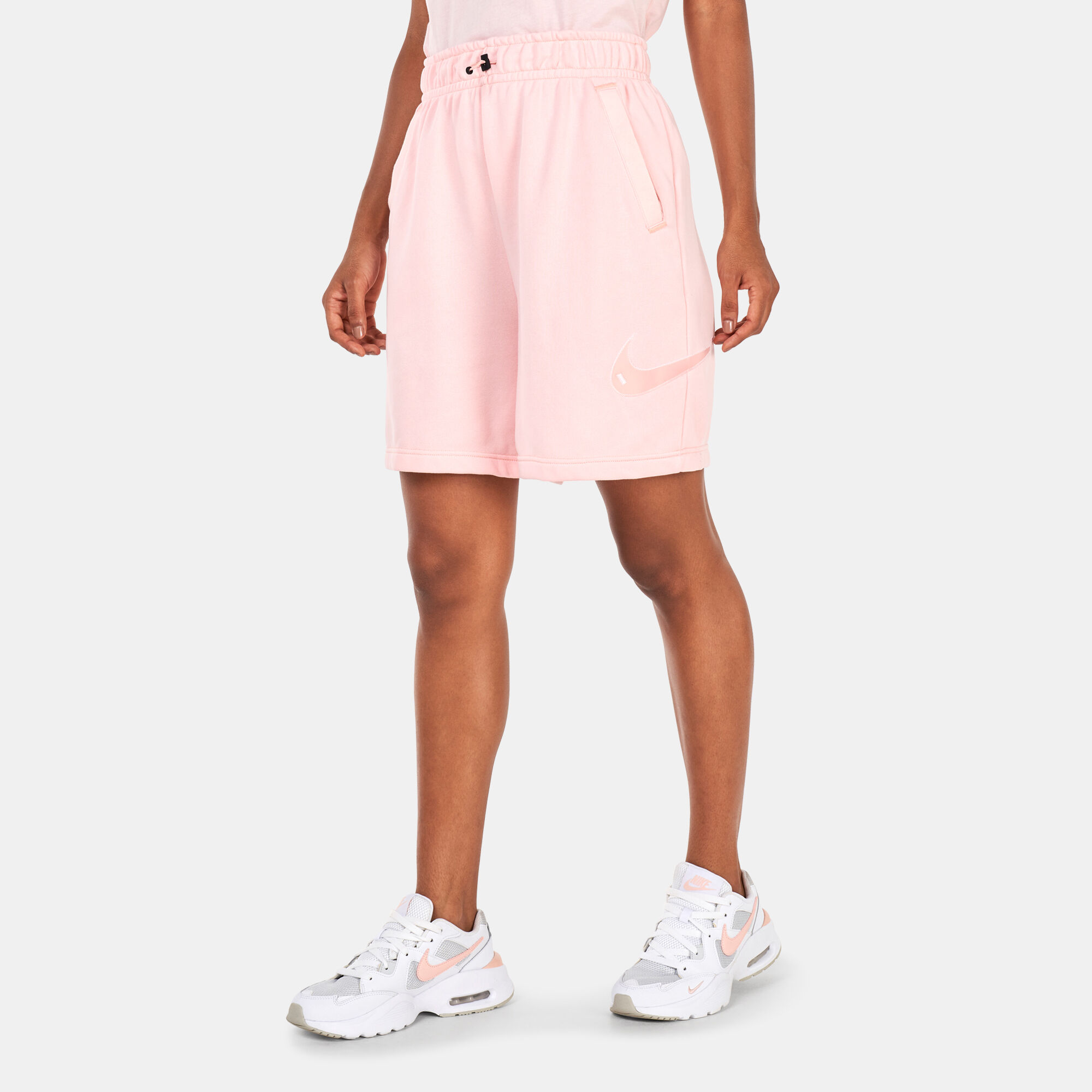 Pink nike fleece shorts mens sales