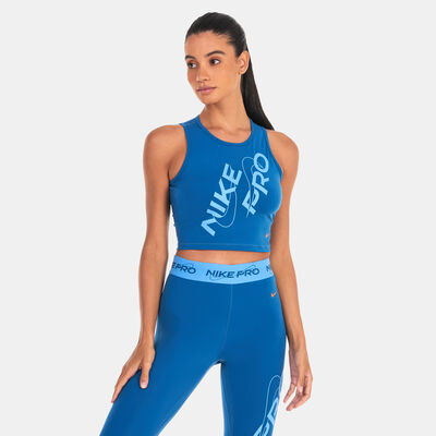 Nike Women's Dri-FIT Graphic Crop Tank Top Blue