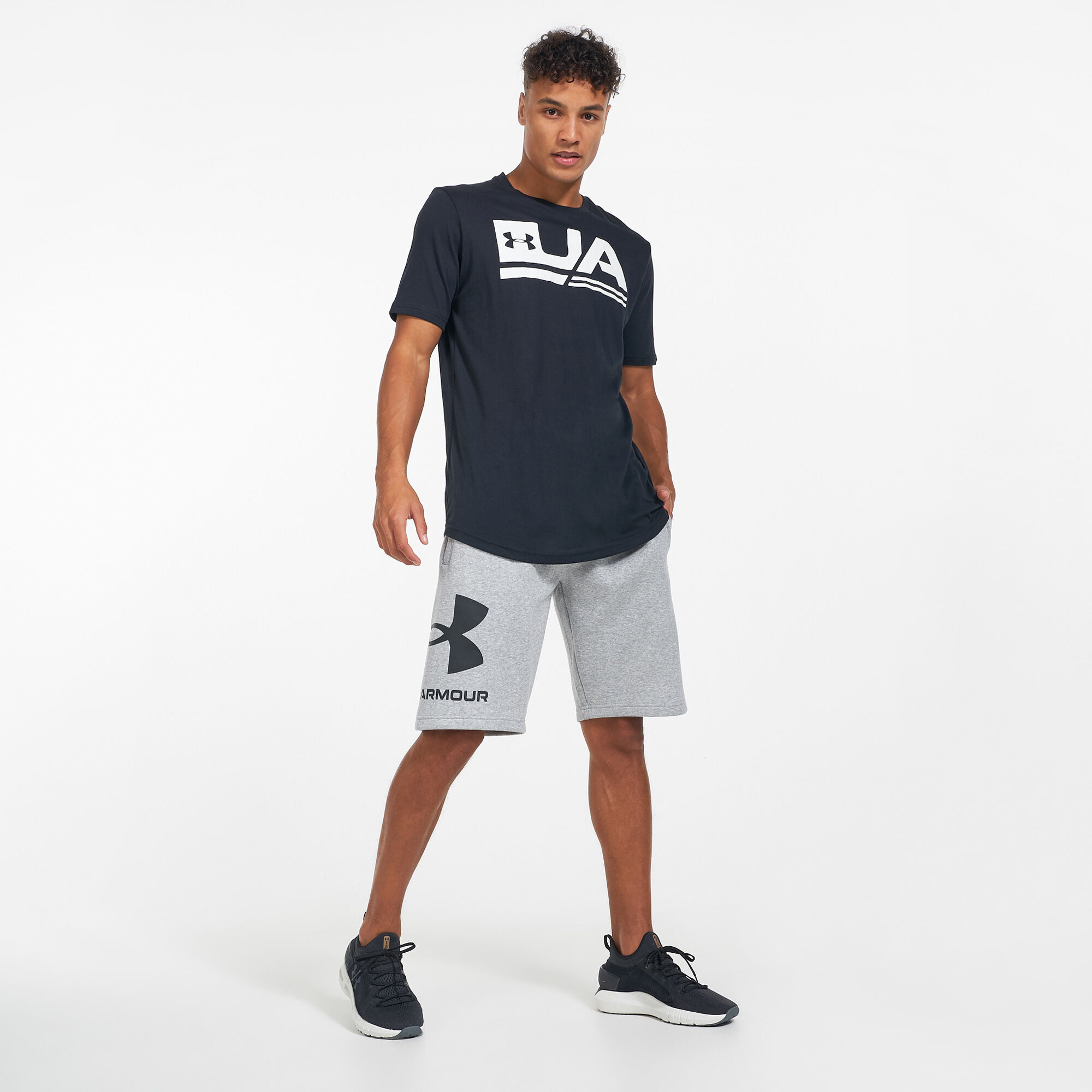 Buy Under Armour Men s UA Rival Fleece Big Logo Shorts Grey in KSA