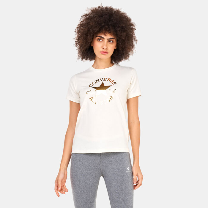 Converse Women's Metallic Chuck Taylor T-Shirt White Converse Women's Metallic Chuck Taylor T-Shirt White image number 0