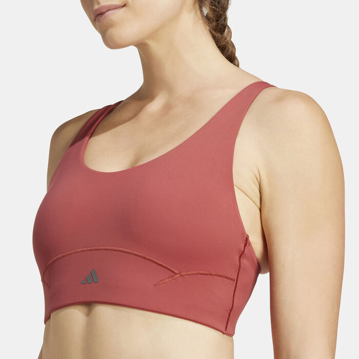 adidas Women's All Me Luxe Medium-Support Training Sports Bra Orange image number 3