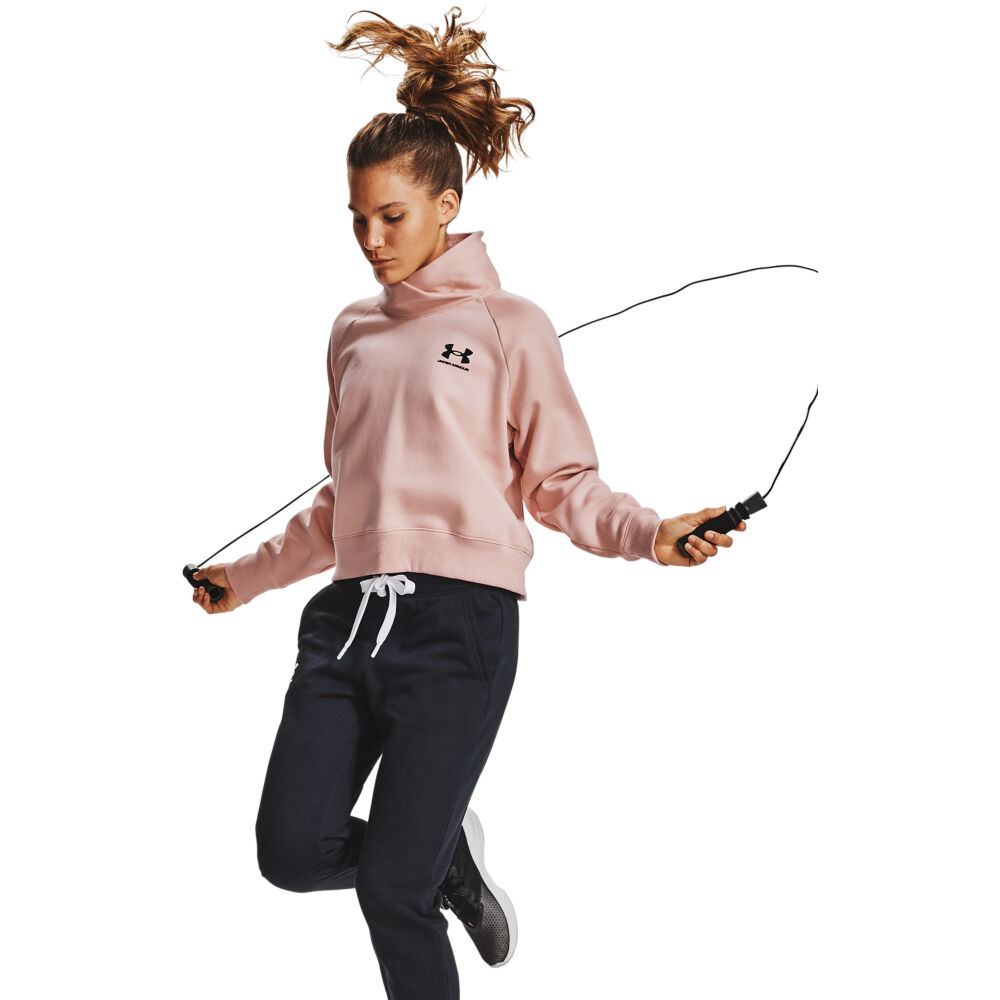Buy Under Armour Women s UA Rival Fleece Wrap Neck Sweatshirt Pink