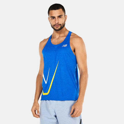 New Balance Men's Graphic Impact Run Tank Top Blue