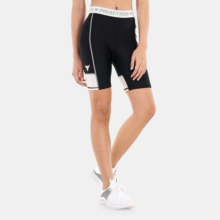 Under Armour Women's Project Rock Bike Shorts Black Under Armour Women's Project Rock Bike Shorts Black image number 0