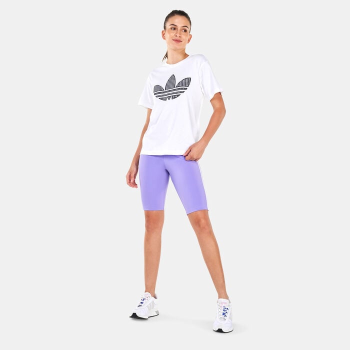 adidas Originals Women's High Waisted Primeblue Legging Shorts Purple adidas Originals Women's High Waisted Primeblue Legging Shorts Purple image number 2