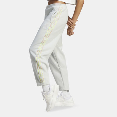 adidas Women's Floral Graphic 3-Stripes Printed Track Pants Grey