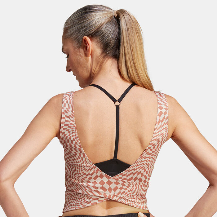 adidas Women's Print Clash Yoga Tank Top Brown adidas Women's Print Clash Yoga Tank Top Brown image number 1