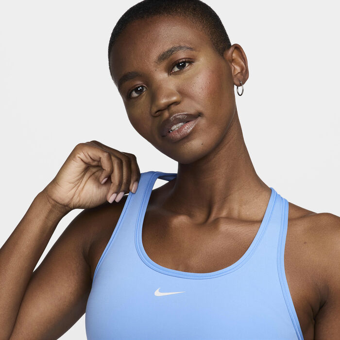 Nike Women's Swoosh Medium-Support Padded Sports Bra Blue Nike Women's Swoosh Medium-Support Padded Sports Bra Blue image number 4