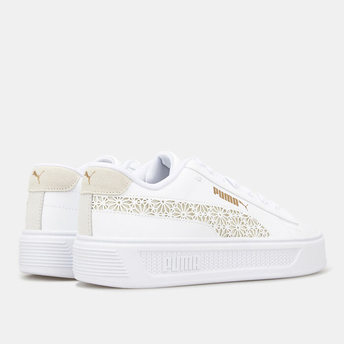 PUMA Women's Smash Platform V3 Laser Cut Shoe White PUMA Women's Smash Platform V3 Laser Cut Shoe White image number 3
