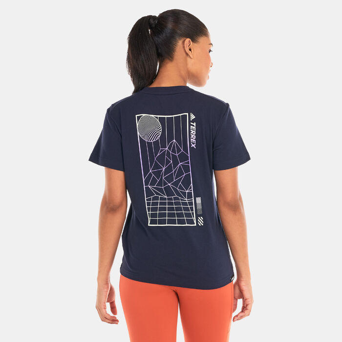 adidas Women's Terrex Mountain Fun Graphic T-Shirt Red adidas Women's Terrex Mountain Fun Graphic T-Shirt Red image number 1
