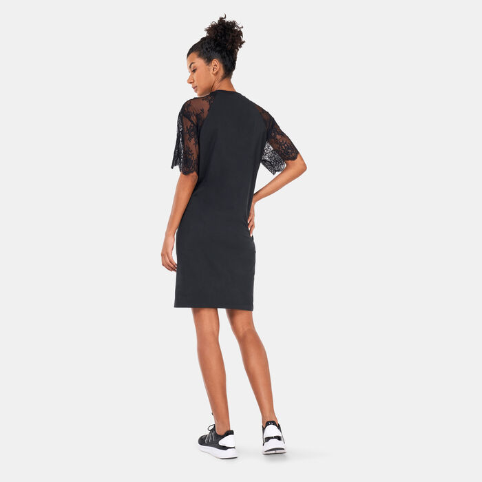 adidas Originals Women's Adicolor Classics Lace T-Shirt Dress Black image number 1