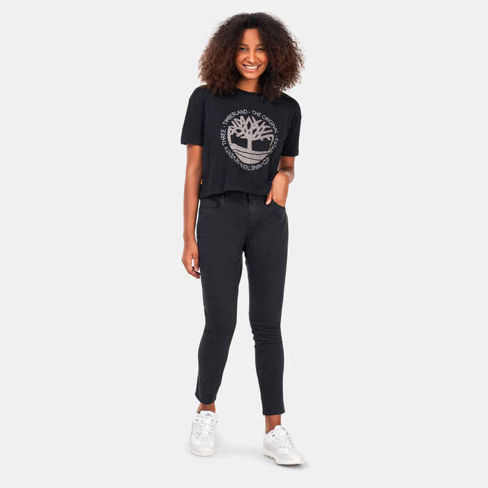 Timberland Women's Cropped Logo T-Shirt Black Timberland Women's Cropped Logo T-Shirt Black image number 2