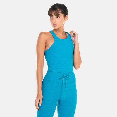 BEYOND YOGA Women's Spacedye Focus Cropped Tank Top Blue