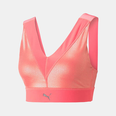 PUMA Women's Elektro Summer Mid Impact Sports Bra Pink