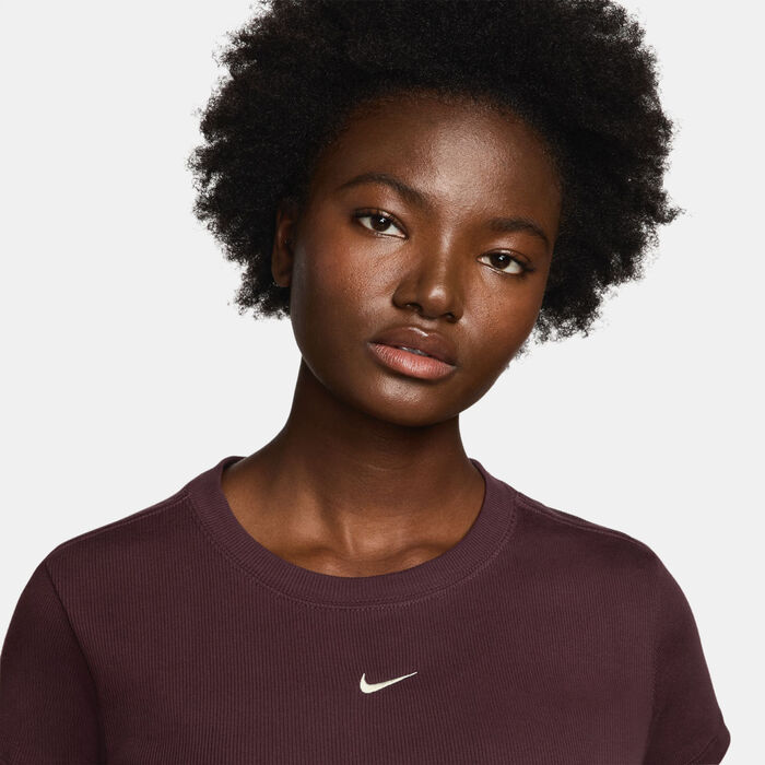 Nike Women's Ribbed T-Shirt Pink Nike Women's Ribbed T-Shirt Pink image number 2