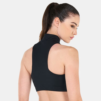 Nike Women's Dri-FIT Swoosh Mock-Zip Sports Bra Black