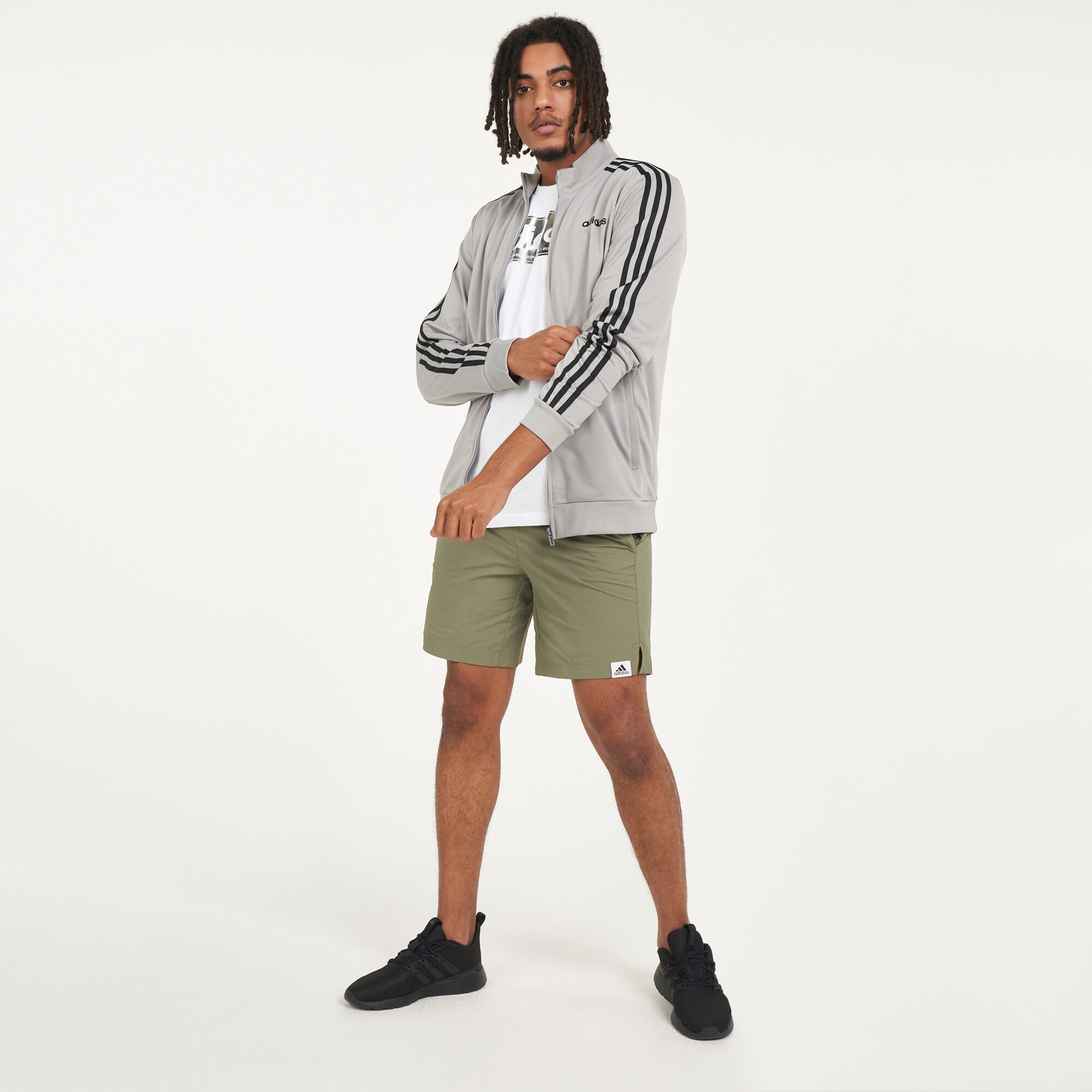 Buy adidas Men s Essentials 3 Stripes Track Jacket Grey in KSA SSS