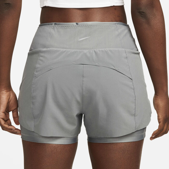 Nike Women's Dri-FIT Swift Mid-Rise 2-in-1 Running Shorts Grey image number 2