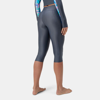 Speedo Women's Solid Panel 3/4 Swimming Leggings Blue Speedo Women's Solid Panel 3/4 Swimming Leggings Blue