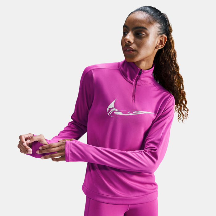 Nike Women's Dri-FIT 1/4-Zip Mid Layer Running Top Pink image number 3