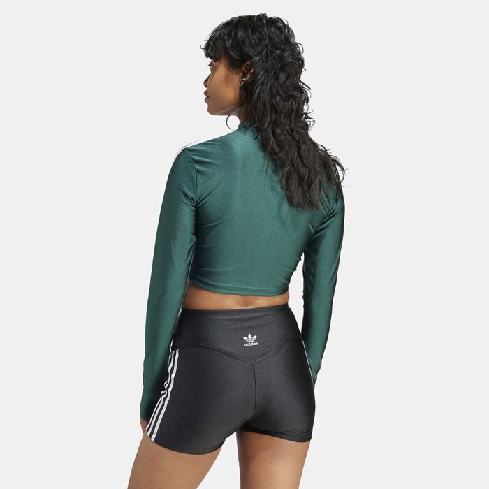adidas Originals Women's 3-Stripes Long Sleeve Crop Top Green adidas Originals Women's 3-Stripes Long Sleeve Crop Top Green image number 1
