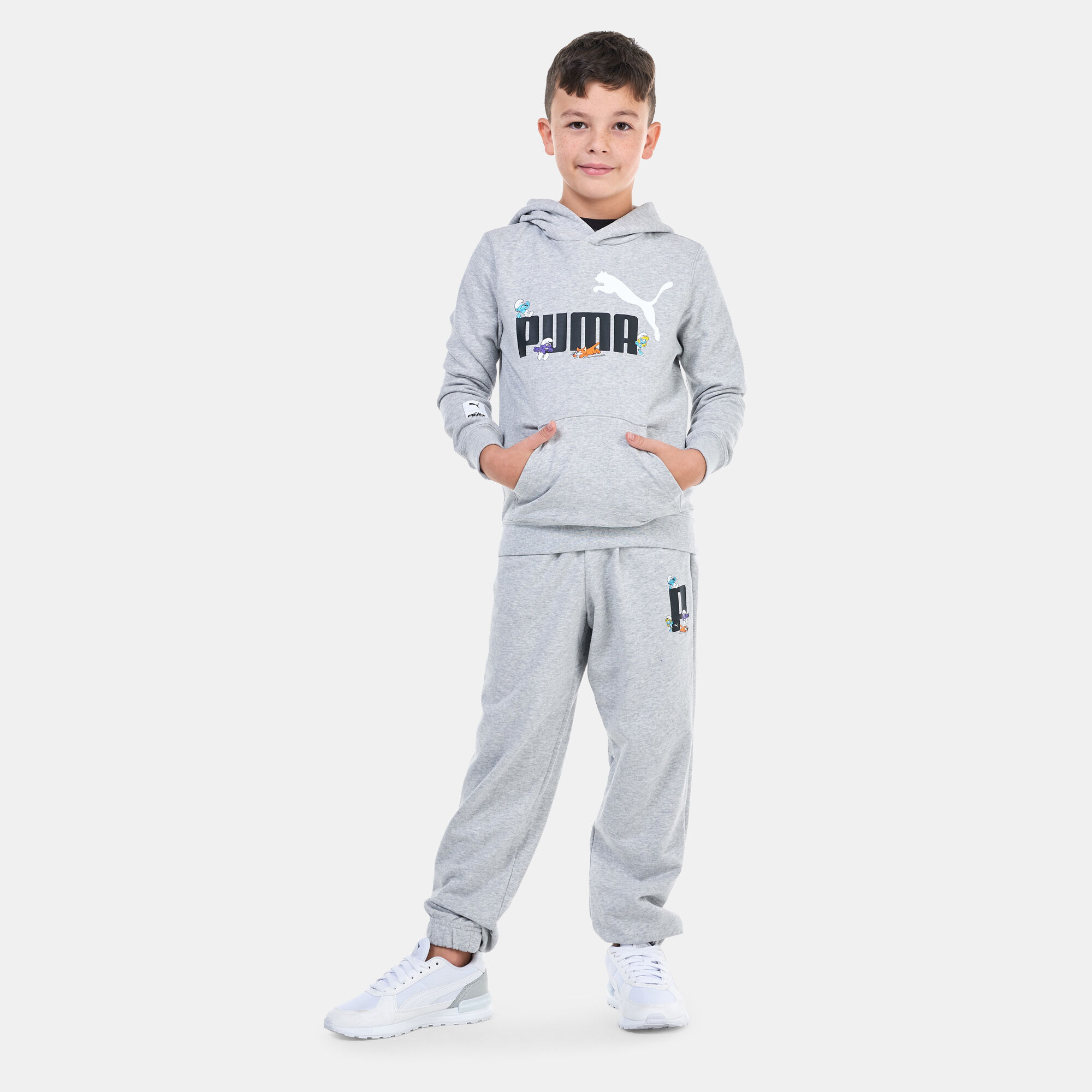 Boys grey puma tracksuit new arrivals