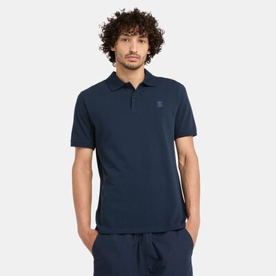 Timberland Men's Woven Badge Polo Shirt Blue Timberland Men's Woven Badge Polo Shirt Blue