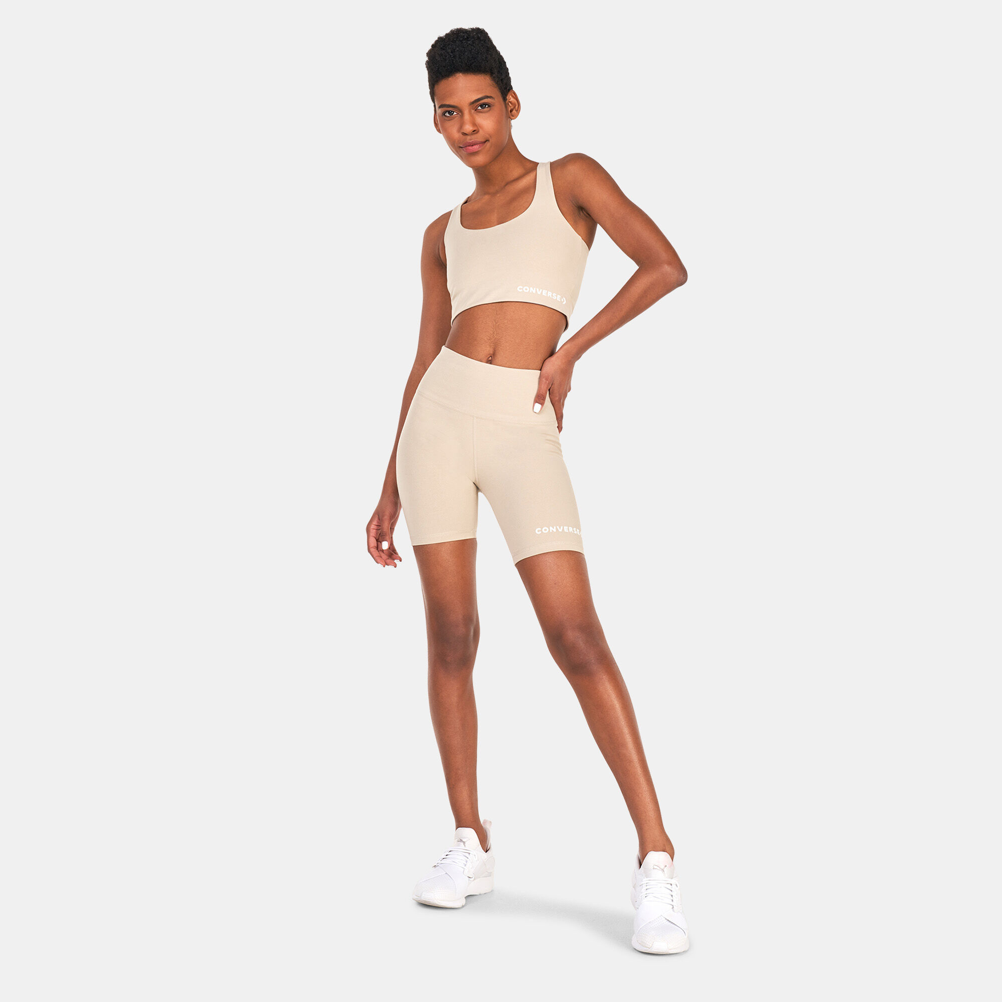 Women s Wordmark Bike Shorts Beige Converse in KSA SSS