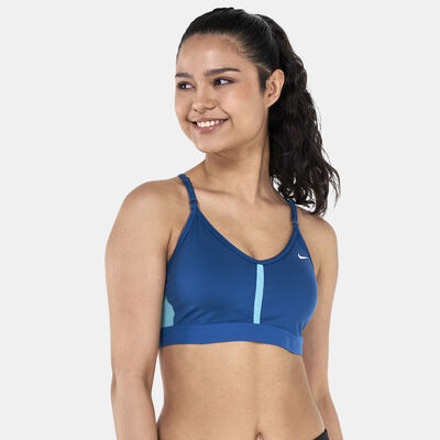 Nike Women's Indy Light-Support Padded V-Neck Sports Bra Blue