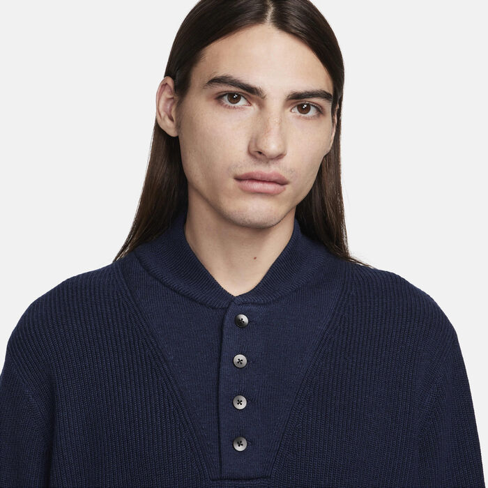 Nike Men's Life Long-Sleeve Military Henley Jumper Blue Nike Men's Life Long-Sleeve Military Henley Jumper Blue image number 2