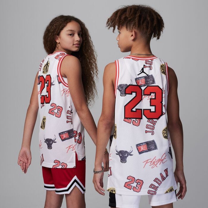 Jordan Kids' 23 Striped Jersey Top White Jordan Kids' 23 Striped Jersey Top White image number 5