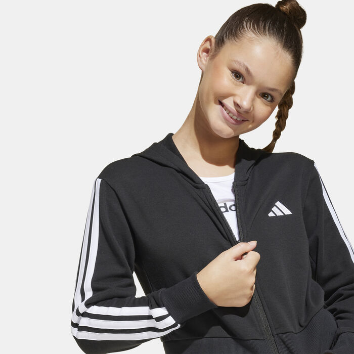 adidas Kids' Essentials Full-Zip Hoodie Black adidas Kids' Essentials Full-Zip Hoodie Black image number 4