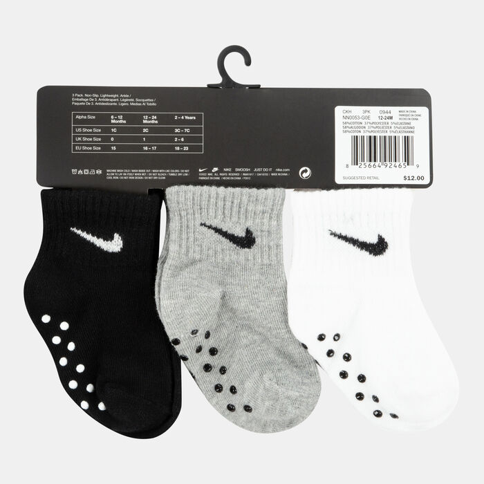 Nike Kids' No-Slip Gripper Ankle Socks (3 Pack) Grey Nike Kids' No-Slip Gripper Ankle Socks (3 Pack) Grey image number 2