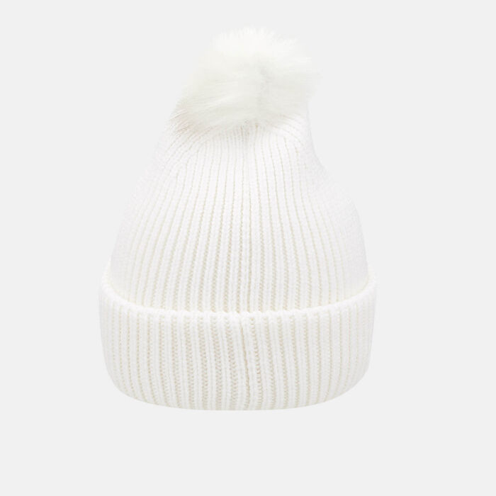 Under Armour Women's ColdGear® Infrared Halftime Ribbed Pom Beanie White Under Armour Women's ColdGear® Infrared Halftime Ribbed Pom Beanie White image number 1