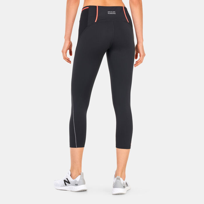 New Balance Women's Graphic Impact Run Cropped Leggings Red New Balance Women's Graphic Impact Run Cropped Leggings Red image number 1