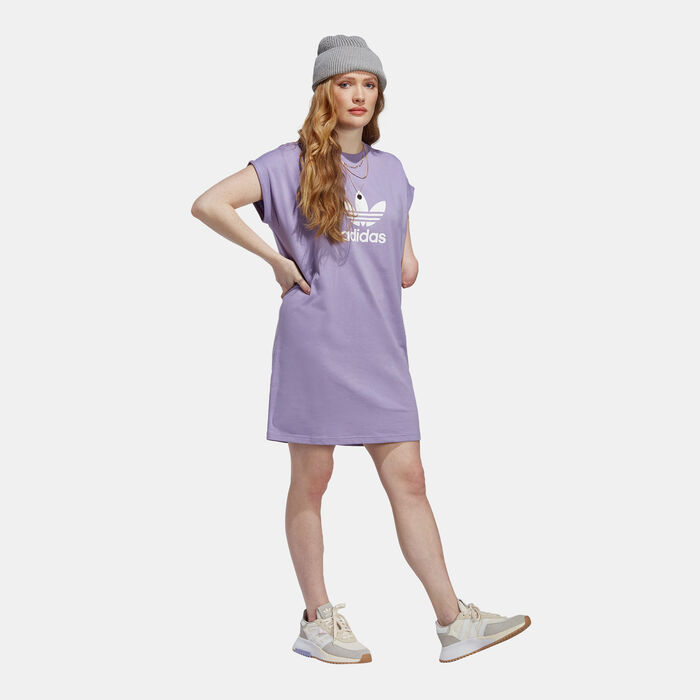 adidas Originals Women's Adicolor Classics Trefoil Tee Dress Purple adidas Originals Women's Adicolor Classics Trefoil Tee Dress Purple image number 2