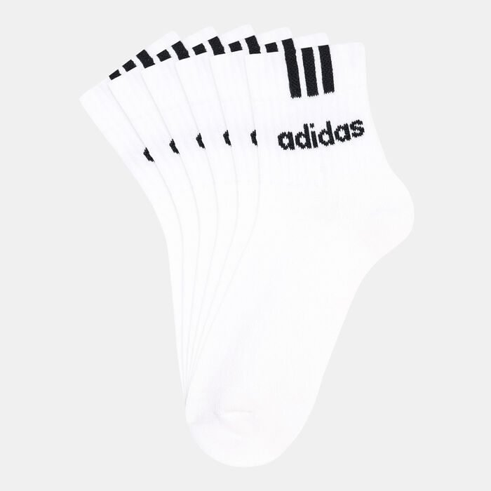 adidas Men's 3-Stripes Linear Half-Crew Cushioned Socks (3 Pack) White image number 0