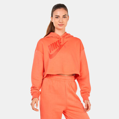 Nike Women's Sportswear Cropped Fleece Hoodie Peach Nike Women's Sportswear Cropped Fleece Hoodie Peach
