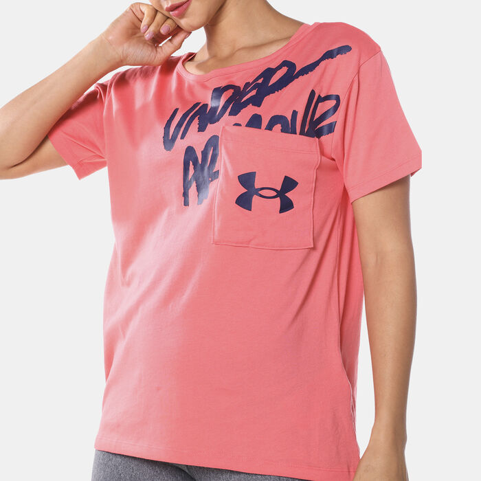 Under Armour Women's UA Oversized Graphic T-Shirt Pink Under Armour Women's UA Oversized Graphic T-Shirt Pink image number 3