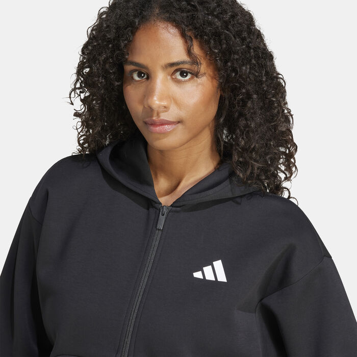 adidas Women's Future Icons 3-Stripes Full-Zip Hoodie Black adidas Women's Future Icons 3-Stripes Full-Zip Hoodie Black image number 4