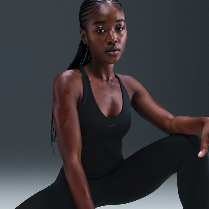 Nike Women's Universa Medium-support Padded Sports Bra Tank Black image number 2