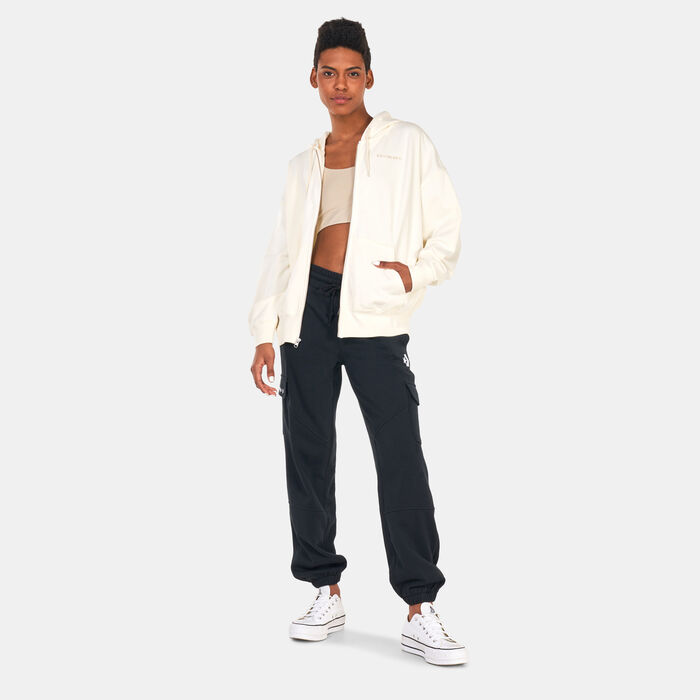 Converse Women's Oversized Full-Zip Hoodie White Converse Women's Oversized Full-Zip Hoodie White image number 2