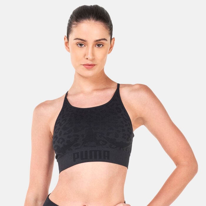 PUMA Women's FormKnit Seamless Long Training Sports Bra Black image number 0