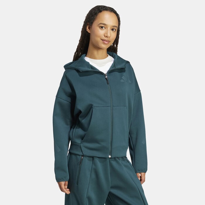 adidas Women's Z.N.E. Hoodie Green adidas Women's Z.N.E. Hoodie Green image number 2