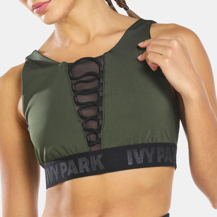 Buy Ivy Park Women's Mesh Lace Up Sports Bra Green in KSA -SSS